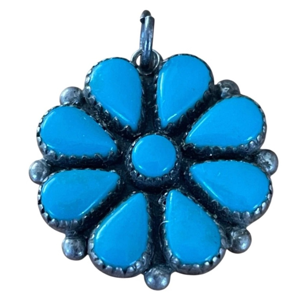 Vintage Zuni Turquoise Cluster Pendant